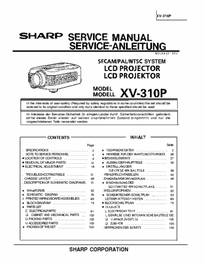 sharp xv310p proyector sharp